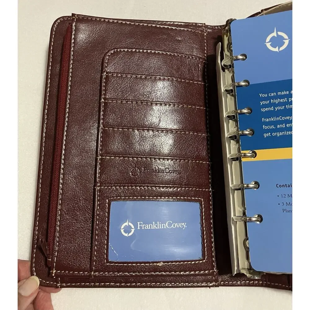 Franklin Covey Leather 7-Ring Notebook Planner Organizer Needs Fillers Burgundy